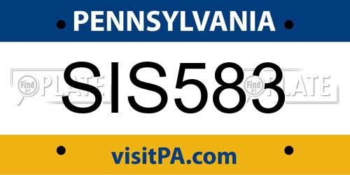 SIS583 Pennsylvania License Plate