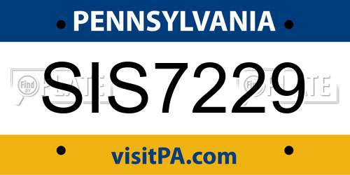 SIS7229 Pennsylvania License Plate
