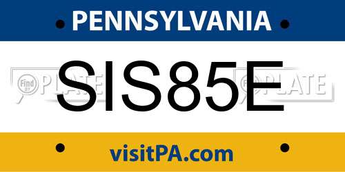 SIS85E Pennsylvania License Plate