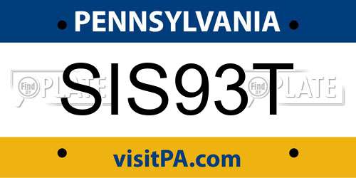 SIS93T Pennsylvania License Plate