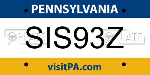 SIS93Z Pennsylvania License Plate