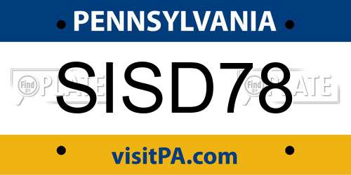SISD78 Pennsylvania License Plate