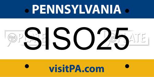 SISO25 Pennsylvania License Plate