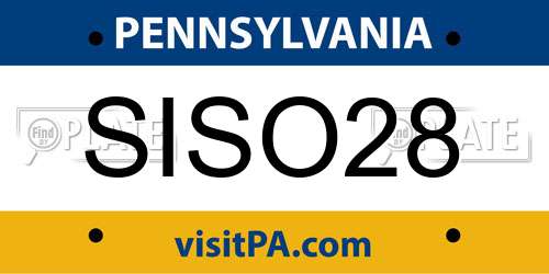 SISO28 Pennsylvania License Plate