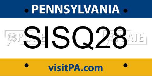 SISQ28 Pennsylvania License Plate