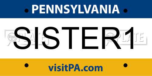 SISTER1 Pennsylvania License Plate