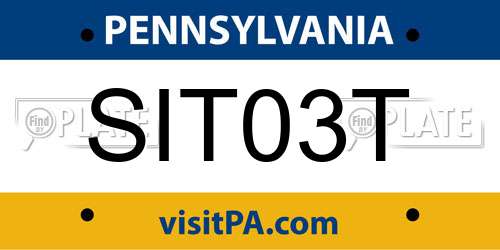 SIT03T Pennsylvania License Plate