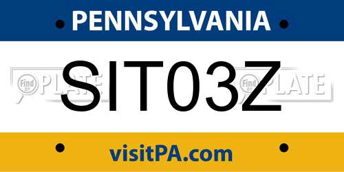 SIT03Z Pennsylvania License Plate