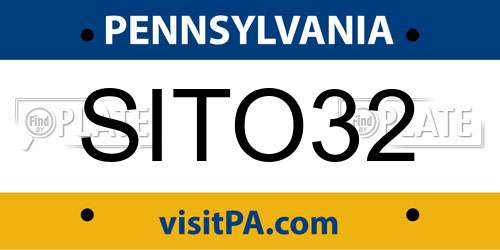 SITO32 Pennsylvania License Plate