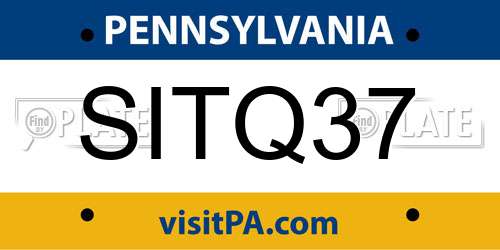 SITQ37 Pennsylvania License Plate