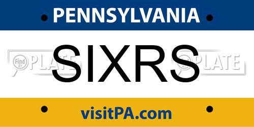 SIXRS Pennsylvania License Plate