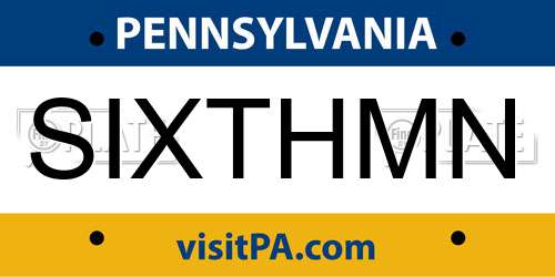 SIXTHMN Pennsylvania License Plate
