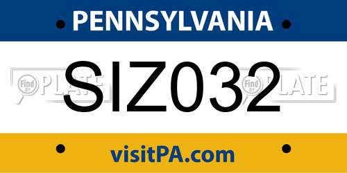 SIZ032 Pennsylvania License Plate