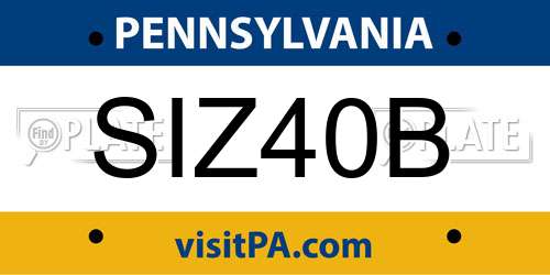 SIZ40B Pennsylvania License Plate