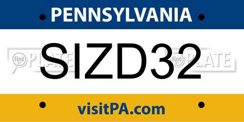 SIZD32 Pennsylvania License Plate