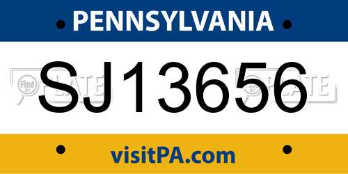 SJ13656 Pennsylvania License Plate
