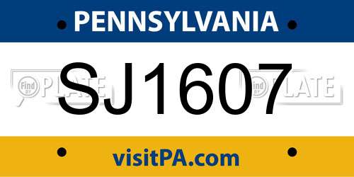 SJ1607 Pennsylvania License Plate