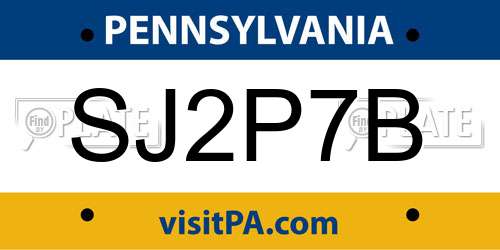 SJ2P7B Pennsylvania License Plate