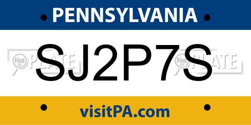 SJ2P7S Pennsylvania License Plate