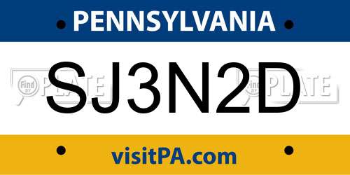 SJ3N2D Pennsylvania License Plate