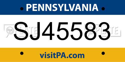 SJ45583 Pennsylvania License Plate