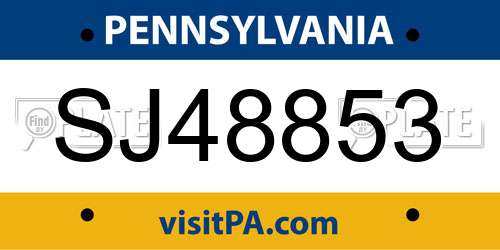 SJ48853 Pennsylvania License Plate