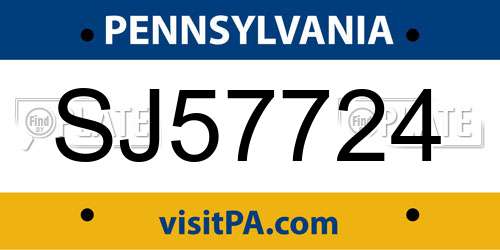 SJ57724 Pennsylvania License Plate