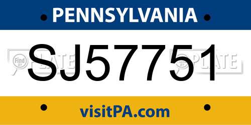 SJ57751 Pennsylvania License Plate