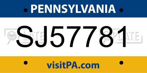 SJ57781 Pennsylvania License Plate