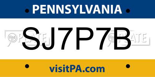 SJ7P7B Pennsylvania License Plate