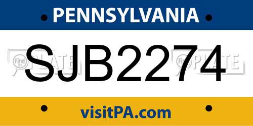 SJB2274 Pennsylvania License Plate