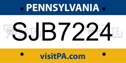 SJB7224 Pennsylvania License Plate