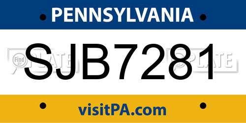 SJB7281 Pennsylvania License Plate