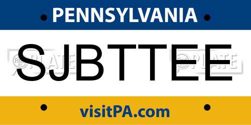 SJBTTEE Pennsylvania License Plate