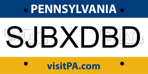 SJBXDBD Pennsylvania License Plate
