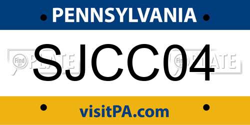 SJCC04 Pennsylvania License Plate