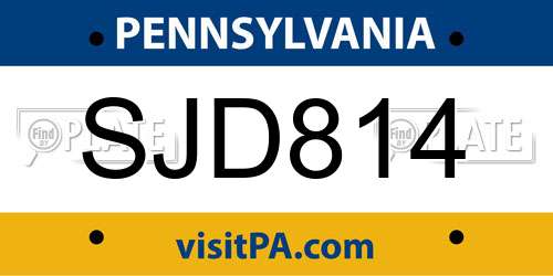 SJD814 Pennsylvania License Plate