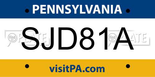 SJD81A Pennsylvania License Plate