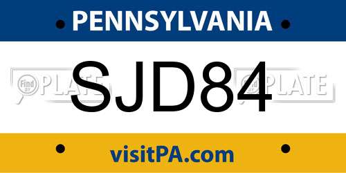 SJD84 Pennsylvania License Plate