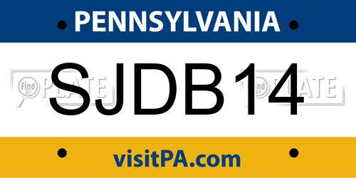 SJDB14 Pennsylvania License Plate
