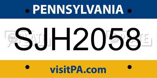 SJH2058 Pennsylvania License Plate