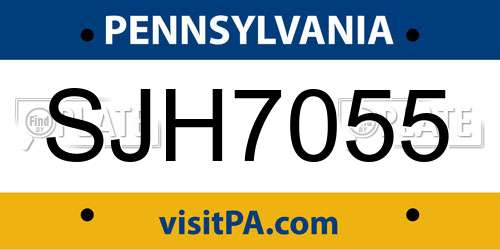 SJH7055 Pennsylvania License Plate