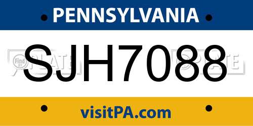 SJH7088 Pennsylvania License Plate