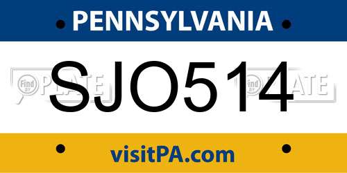 SJO514 Pennsylvania License Plate