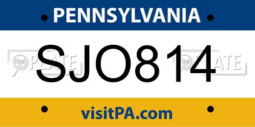 SJO814 Pennsylvania License Plate