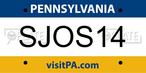 SJOS14 Pennsylvania License Plate