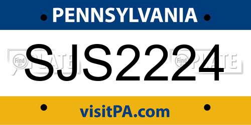 SJS2224 Pennsylvania License Plate
