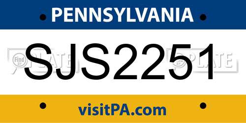 SJS2251 Pennsylvania License Plate