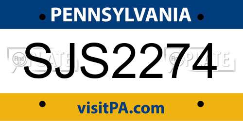 SJS2274 Pennsylvania License Plate