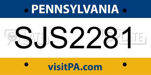 SJS2281 Pennsylvania License Plate